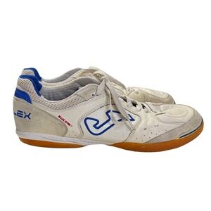 Joma Top Flex Indoor Soccer Shoes Mens 12 White Blue Leather Futsal TOPS.602